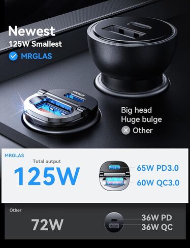 MRGLAS [PD65W & QC60W] USB C Car Charger Fast Charging,[Pull Ring Design][All Metal] Cigarette Lighter Car Charger,Dual Port for 15 14 Pro Max Plus iPad Samsung MacBook in Saudi Arabia
