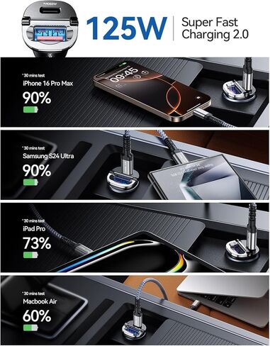 MRGLAS [PD65W & QC60W] USB C Car Charger Fast Charging,[Pull Ring Design][All Metal] Cigarette Lighter Car Charger,Dual Port for 15 14 Pro Max Plus iPad Samsung MacBook in Saudi Arabia