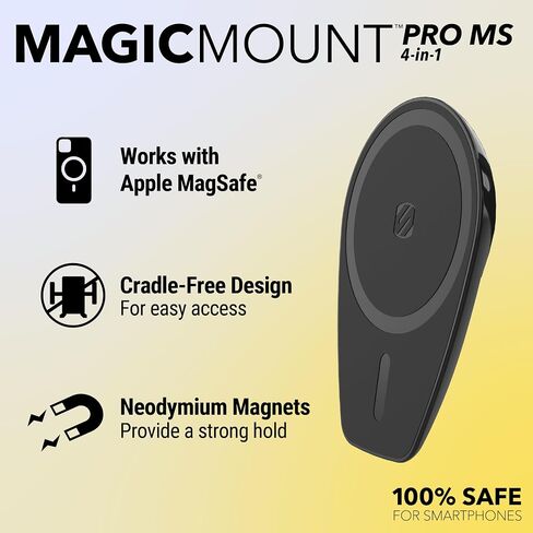 Scosche MPMSWDV-SP MagicMount Pro MS 3-in-1 Magnetic Phone Mount, Hands-Free Cell Phone Holder for Car Dashboard/Windshield/Vent Compatible with 16/15/14/13/12 Pro Pro Max Plus and Mag Safe Case in Saudi Arabia