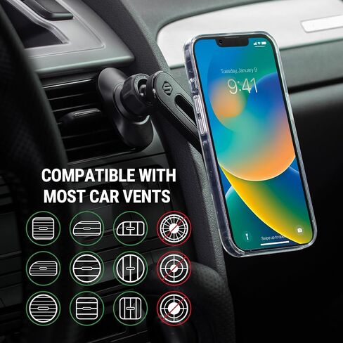 Scosche MPMSWDV-SP MagicMount Pro MS 3-in-1 Magnetic Phone Mount, Hands-Free Cell Phone Holder for Car Dashboard/Windshield/Vent Compatible with 16/15/14/13/12 Pro Pro Max Plus and Mag Safe Case in Saudi Arabia