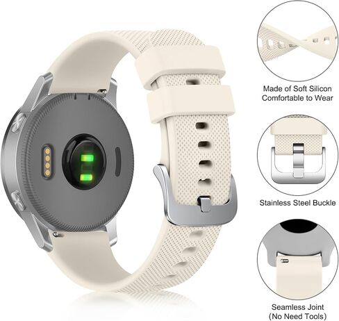 AK Silicone Watch Band Compatible with Garmin Vivoactive 4S / Venu 3S / Venu 2S / Vivomove 3S, 18mm Soft Replacement Wristband Strap for Garmin Forerunner 255s/265S in Saudi Arabia