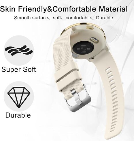 AK Silicone Watch Band Compatible with Garmin Vivoactive 4S / Venu 3S / Venu 2S / Vivomove 3S, 18mm Soft Replacement Wristband Strap for Garmin Forerunner 255s/265S in Saudi Arabia