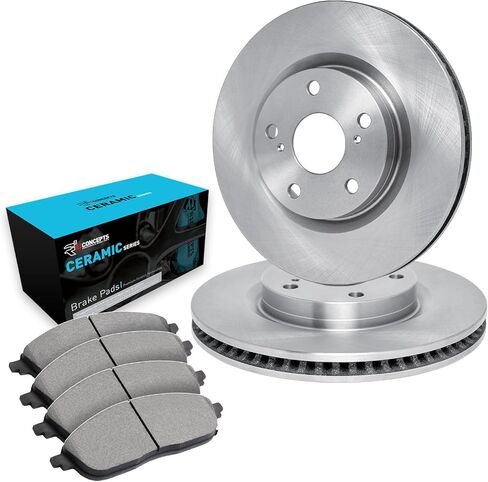 R1 Concepts Front Brakes and Rotors Kit |Front Brake Pads| Brake Rotors and Pads| Ceramic Brake Pads and Rotors |fits 2017-2021 Hyundai Kona, Kia Forte, Forte5, Seltos, Soul in Kuwait