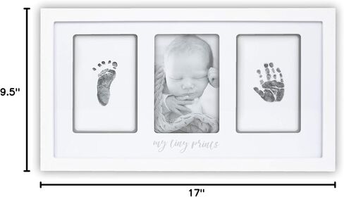 Felt Like Sharing My Tiny Prints Newborn Baby Handprint and Footprint Kit – Photo Keepsake Frame with Ink Pad for Baby Hand and Footprints – Great New Parent Present – 17" L x 9.5" H (White) in Saudi Arabia