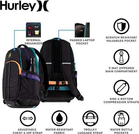 Hurley Men's Commuter Travel Backpack, Black, One Size in Kuwait