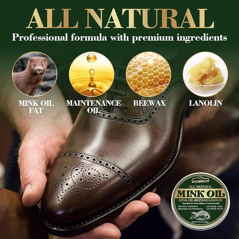 Mink Oil for Leather Boots, Leather Conditioner for Boots with Sponge, Boot Oil Made with Mink Oil Beeswax, Protect Soften Waterproof Leather Furniture, Car Seats, Shoes, Boots, Bags (4.23 Oz) in Saudi Arabia