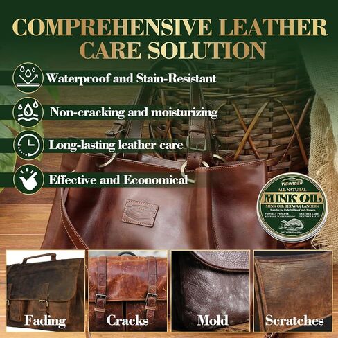 Mink Oil for Leather Boots, Leather Conditioner for Boots with Sponge, Boot Oil Made with Mink Oil Beeswax, Protect Soften Waterproof Leather Furniture, Car Seats, Shoes, Boots, Bags (4.23 Oz) in Saudi Arabia
