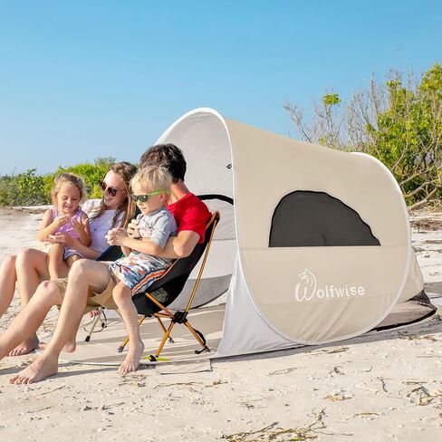 Wolfwise Pop up Beach Tent Sun Shelter with UPF50+ UV Protection, Instant Easy Setup Popup Beach Shade Canopy for 3 Person, Portable & Foldable with Carring Bag, 87 ×57×47 in, Blue in Kuwait