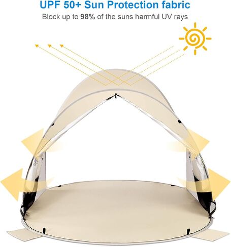 Wolfwise Pop up Beach Tent Sun Shelter with UPF50+ UV Protection, Instant Easy Setup Popup Beach Shade Canopy for 3 Person, Portable & Foldable with Carring Bag, 87 ×57×47 in, Blue in Kuwait