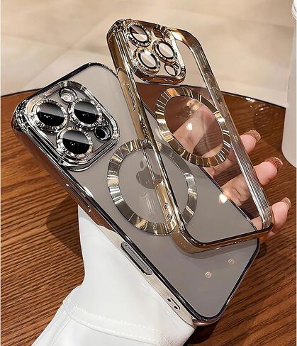 LXK Magnetic Case for iPhone 16 Pro Max 6.9" Compatible with MagSafe, Military-Grade Protection, with Camera Protector, Clear Scratch-Resistant Back Cover for iPhone 16 Pro Max - Gold in Saudi Arabia