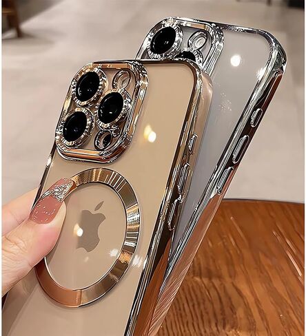 LXK Magnetic Case for iPhone 16 Pro Max 6.9" Compatible with MagSafe, Military-Grade Protection, with Camera Protector, Clear Scratch-Resistant Back Cover for iPhone 16 Pro Max - Gold in Saudi Arabia