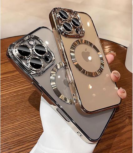 LXK Magnetic Case for iPhone 16 Pro Max 6.9" Compatible with MagSafe, Military-Grade Protection, with Camera Protector, Clear Scratch-Resistant Back Cover for iPhone 16 Pro Max - Gold in Saudi Arabia