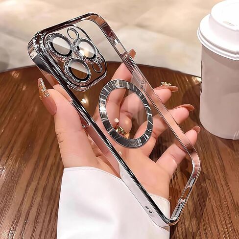 LXK Magnetic Case for iPhone 16 Pro Max 6.9" Compatible with MagSafe, Military-Grade Protection, with Camera Protector, Clear Scratch-Resistant Back Cover for iPhone 16 Pro Max - Gold in Saudi Arabia