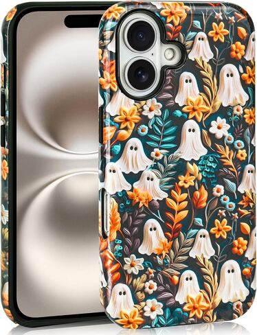 Halloween Cases for iPhone 15 Plus, Cute Kawaii Skeleton Floral Phone Cover Protective Shockproof Phone Case Skull in Kuwait