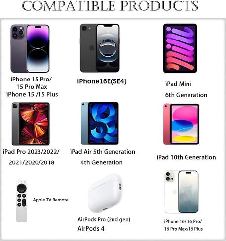 كابل Carplay المضفر لهواتف iPhone 15/16، 15/16 Pro Max، 15/16 Plus، iPad 10th Gen iPad Pro iPad Air 5th 4th، USB C إلى USB C لـ AirPods 4 AirPods Pro (الجيل الثاني)، سلك كابل الشاحن (3.3 قدم) in Saudi Arabia
