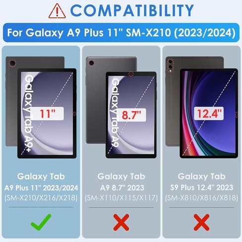 حالة detuosi لـ Samsung Galaxy Tab A9+/A9 Plus 11 بوصة 2024/2023 Tablet (SM-X210/X216/X218) Pu Leather Slim Folio مع حامل قلم S ، غطاء خلفي TPU الناعم ، النوم التلقائي/الاستيقاظ ، 2-زاوية. in Kuwait
