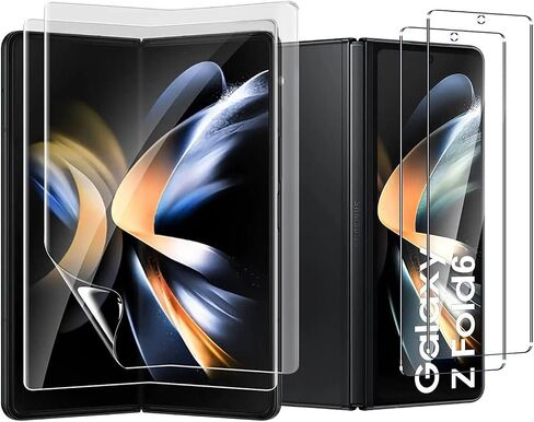 Screen Protector for Samsung Galaxy Z Fold 6 5G, 2 Pack Front Tempered Glass Saver with 2 Pack Inner Soft Flexible TPU Film, Anti Shatter, Case Friendly, Bubble Free, Anti-Scratch in Saudi Arabia