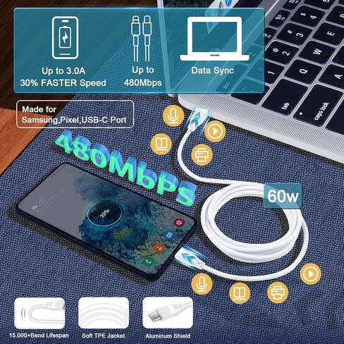 Samsung Super Fast Charger Cable for Samsung Galaxy A36 A56 A26 A16 5G S24 FE Ultra A15 A35 A25 Fold 6 30W 2 Port Samsung USB C Wall Charger Block Android Phone 6FT Samsung Charger Fast Charging Cord in Kuwait