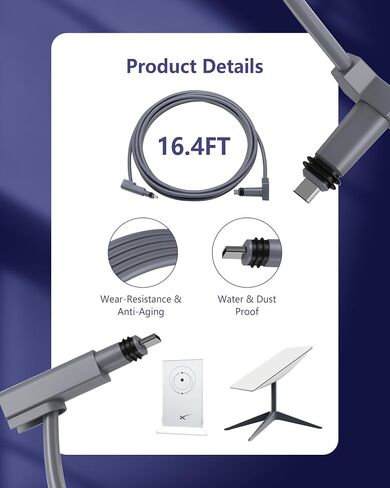 Replacement Cable 150ft for Starlink Standard Actuated Kit (Standard V2 Kit), Extension Cable Compatible with Starlink Standard V2 Dish and Router, (150ft/45m) in Saudi Arabia