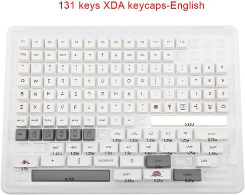 131Keys PBT keycaps xda ملفات تعريف الملف الشخصي ، أبعاد مفتاح البساطة الرمادية البيضاء ، Keycap الصبغة المناسبة لمعظم 65 ٪ 75 ٪ 100 ٪ Gateron Cherry MX لوحة المفاتيح الميكانيكية in Saudi Arabia