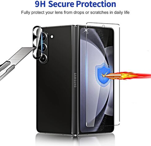 [2Set 6PCS] QUESPLE for Galaxy Z Fold 5 Screen Protector, Inner Screen Flexible TPU Film + Back Screen Protector Tempered Glass + Camera Lens Protector, HD Clear Anti-Scratch [Case Friendly] [Bubble Free] for Samsung Galaxy Z Fold 5 5G in Kuwait