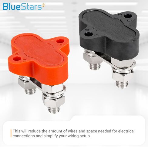 BlueStars 2 Packs Bus Bar 12-48V DC 180A, 12 Terminal Power Distribution Block with 32 Wire Lugs - Battery Junction Post for Car Golf Cart RV Boat Solar Cell - Positive & Negative, Stainless Steel in Saudi Arabia