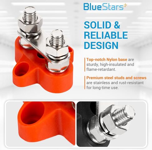 BlueStars 2 Packs Bus Bar 12-48V DC 180A, 12 Terminal Power Distribution Block with 32 Wire Lugs - Battery Junction Post for Car Golf Cart RV Boat Solar Cell - Positive & Negative, Stainless Steel in Saudi Arabia