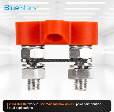 BlueStars 2 Packs Bus Bar 12-48V DC 180A, 12 Terminal Power Distribution Block with 32 Wire Lugs - Battery Junction Post for Car Golf Cart RV Boat Solar Cell - Positive & Negative, Stainless Steel in Saudi Arabia