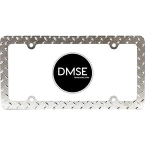 DMSE Heavy Duty Metal Diamond Plate Plated License Plate Frame Cool Decorative Design for Any Vehicle (Black)