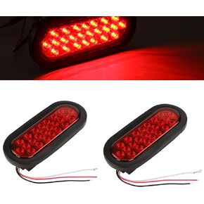 NEW SUN 12pcs 6 Inch Oval LED Trailer Lights -21 LED Ultra Bright Tail Light Kit with Surface Mount Grommets, Watertight 3-Prong Plug for RV, Truck, Jeep - IP67 Waterproof, Easy Installation, Red