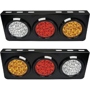 2-Pack Trailer Truck LED Light Bar Kit Iron Bracket Base Waterproof 4 Inch Round Led Trailer Tail Lights RV Camper Flatbed Trucks Clear Yellow Green White