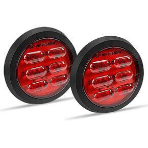 WFPOWER 4 بوصة مصابيح LED مستديرة للمقطورة، 2 قطعة 36 مصباح LED مقاوم للماء 4 بوصات توقف الفرامل بدوره الذيل أضواء مقطورة اللون الأحمر، جبل فلوش مع حلقة مطاطية لشاحنة جرار مقطورة RV قارب حافلة 12 فولت 24 فولت