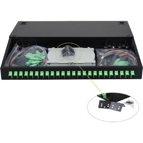 FYBOPTWU-24 Singlemode 24 Port SC-APC Rack Mount Enclosure Box & Splice Trays Fiber Cables Spool Kit (Include Pigtail & Couplers), 24 Core LGX Loaded Patch Panel Box fits for 19" Racks Cabinet in Saudi Arabia