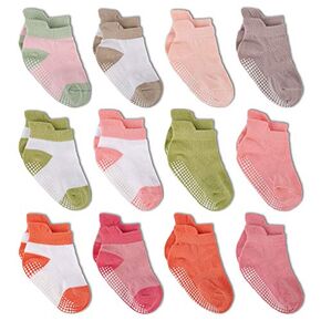 Zaples Baby Non Slip Grip Ankle Socks with Non Skid Soles for Infants Toddlers Kids Boys Girls