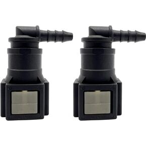 1/4 (6.3mm) SAE to 1/8 (3.2mm) 90 Degree Nylon Tubing Quick Release Connector, Pack of 2