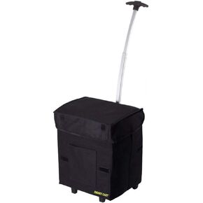 dbest products Bigger Smart Cart, Black Collapsible Rolling Utility Cart Basket Grocery Shopping Teacher Hobby Craft Art