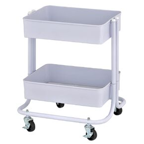 ECR4Kids 2-Tier Rolling Utility Cart, Multipurpose Storage, Pink