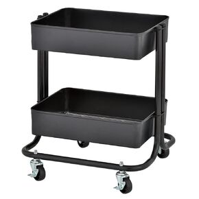ECR4Kids 2-Tier Rolling Utility Cart, Multipurpose Storage, Pink
