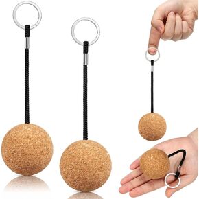 2 Pieces 2 Inches/ 50 mm Floating Cork Keyring Buoyant Wooden Ball Float Keychain Floating Key Chain for Boating Fishing Kayaking Surfing Sailing Canoe Water Sport Accessories