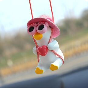 Rear View Mirror Hanging Accessories of Swinging Duck Cool Swinging Duck Car Hanging Ornament Pendant Interior Rearview Mirror Decoration (Black-Yellow Duck)