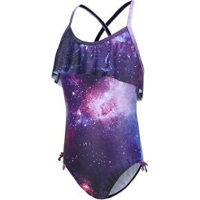 Girls One Piece Swimsuits Halter Bathing Suits Summer Ruffler Swimwear 2-14 Years