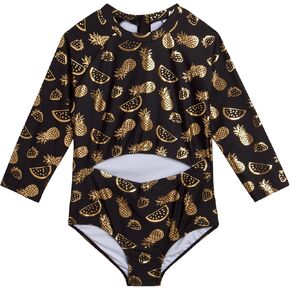 بدلة سباحة Rashguard للفتيات محدودة للغاية - عامل حماية من الشمس 50+ قطعة واحدة بأكمام طويلة للحماية من الشمس/الرمال (7-16)