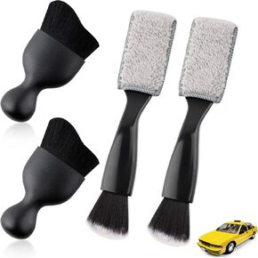 Auto Interior Dusting Brush,4 Pcs Car Interior Dust Sweeping Soft Brush,Woobrooch Car Detailing Cleaning Brush,Universal Car Interior Double Head Crevice Brush for Cleaning Dashboard,Air Vent,Leather in Kuwait