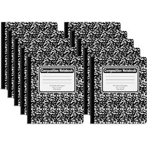 دفاتر ملاحظات تكوين ورق مسطر واسع 8 حزم، 9-3/4 بوصة × 7-1/2 بوصة 100 ورقة لكل كتاب، أغطية رخامية سوداء كتب تكوين مجمعة، دفاتر يوميات مبطنة لتدوين الملاحظات مثالية للوازم المدرسية in Kuwait