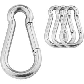 3.1 Inch M8 Stainless Steel Spring Snap Hook, Holds to 396lb/180kg (Max) for Gym,Exercise Machine, Stainless Steel 304 Heavy Duty Clip Keychainr, Set of 4