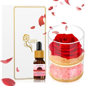 Birthday Gifts for Women,Mothers Day Rose Gifts for Mom from Daughter,Eternal Rose Flower Gifts for Her,Aromatherapy Crystal Stone Preserved Red Rose Mom Gift, for Wife (Pink)