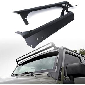 Auxbeam 50 Inch Light Bar Mounting Brackets Steel Front Windshield Light Mounting Brackets Compatible with Jeep Wrangler JK 2007-2017, 2PCS(Left & Right)