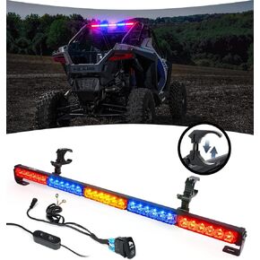 30'' UTV LED Chase Light Bar w/ 1.75''-2'' Roll Cage Mount Bracket Rear Flashing Lightbar w/Brake, Running, Turn Signal & Strobe Lights for Polaris RZR Can-Am Yamaha Kawasaki 4x4 Trucks (RBYBR)