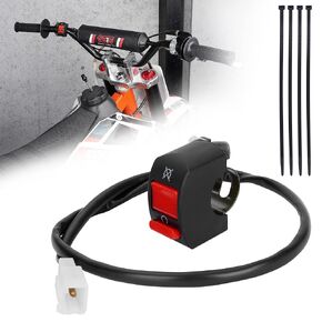 7/8" 22mm Handle Bar Kill Switch, Kill On Off Switch for ATV Motorcycle Scooter Go Kart Engine Offroad Enduro Dirt Bike Baja Doodle Bug DB30 Mini Bikes - Male and Female Plug