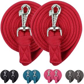 Derby Originals Pair of 7' Flat Soft Grip Cotton Lead Ropes with Removable Snap for Horses and Livestock